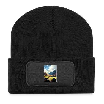 Clwydian Range Anob Vintage Voyage Poster Souvenir - Beanie recyclé à patch - noir - Devant