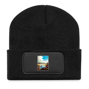 Arnside And Silverd Vintage Travel Poster Souvenir - Recycled Patch Beanie - black - Front