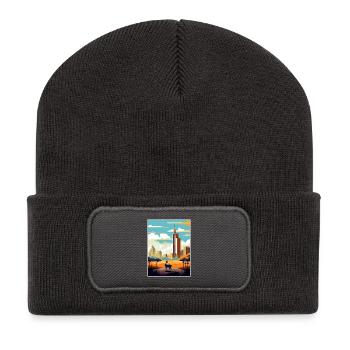 Nairobi Kenya Voyage Affiche Souvenir Peinture WPA - Beanie recyclé à patch - charbon - Devant