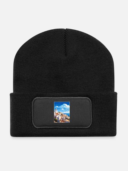 Tétouan Maroc Affiche de voyage Peinture Souvenir WPA - Beanie recyclé à patch - noir