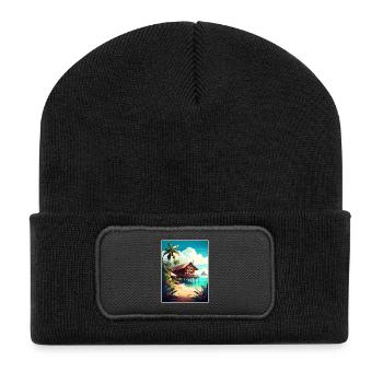 Zanzibar Tanzanie Affiche de voyage Peinture Souvenir WPA - Beanie recyclé à patch - noir - Devant