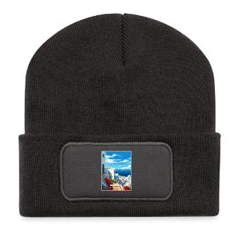 Tanger Maroc Affiche de voyage Peinture Souvenir WPA - Beanie recyclé à patch - charbon - Devant