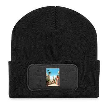 El Jadida Morocco Travel Poster Souvenir Paint WPA - Recycled Patch Beanie - black - Front