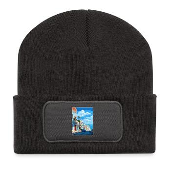 Tanger Maroc Affiche de voyage Peinture Souvenir WPA - Beanie recyclé à patch - charbon - Devant
