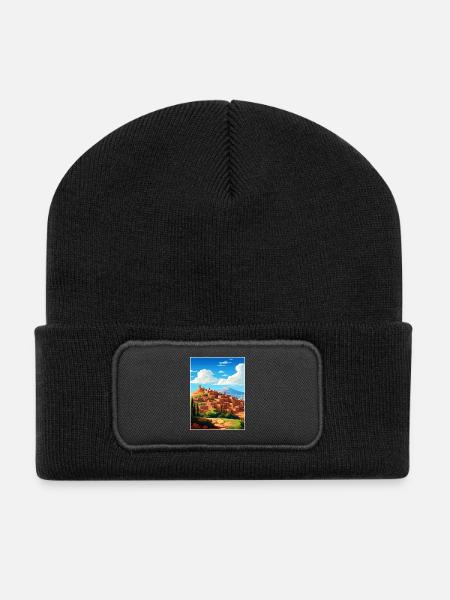 Marrakech Maroc Affiche de voyage Peinture Souvenir WPA - Beanie recyclé à patch - noir