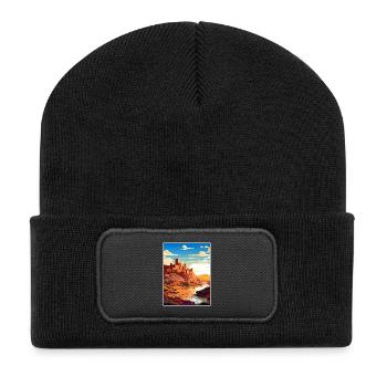 Aït Benhaddou Morocco Travel Poster Souvenir WPA - Recycled Patch Beanie - black - Front