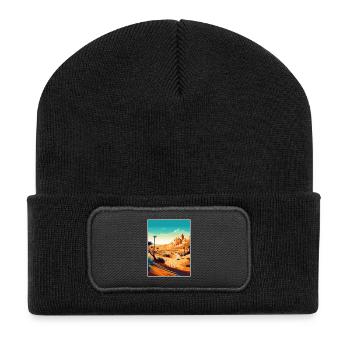 Sahara Desert Africa Travel Poster Souvenir WPA - Recycled Patch Beanie - black - Front