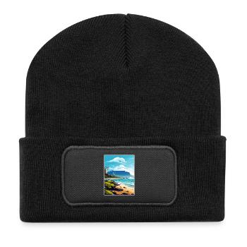 Montagne de la Table Afrique du Sud Affiche de voyage souvenir - Beanie recyclé à patch - noir - Devant
