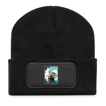 Kerala Indien Reise Poster Souvenir Postkarte Farbe - Recycelte Patch Beanie - Schwarz - Vorne