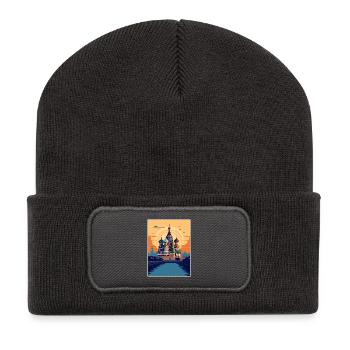 Moscou Russie Voyage Affiche Souvenir Peinture WPA - Beanie recyclé à patch - charbon - Devant