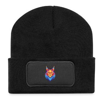 Maine Coon Chat Race Dessin Animé Kawaii Animal Pet - Beanie recyclé à patch - noir - Devant