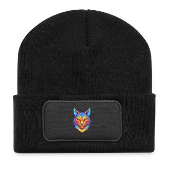 Asiatische Katzenrasse Cartoon Kawaii Tier Haustier - Recycelte Patch Beanie - Schwarz - Vorne