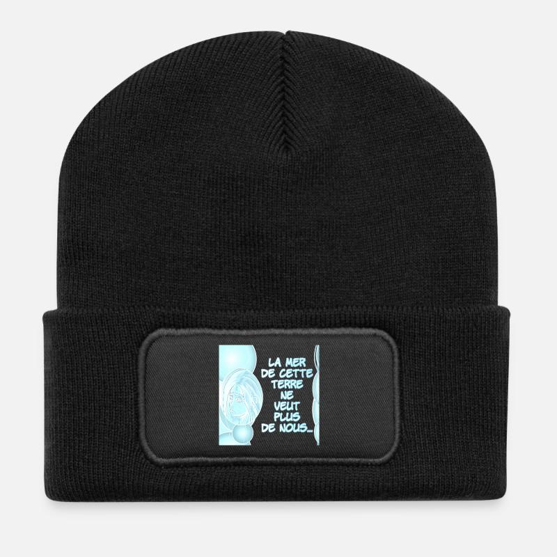 Das Meer dieses Landes will uns nicht mehr 2.0 - Recycelte Patch Beanie - Schwarz