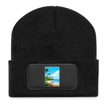 Quepos Costa Rica Travel Poster Souvenir Paint WPA - Recycled Patch Beanie - black - Front