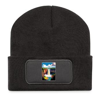 Guyana Caraïbes Voyage Affiche Souvenir Peinture WPA - Beanie recyclé à patch - charbon - Devant