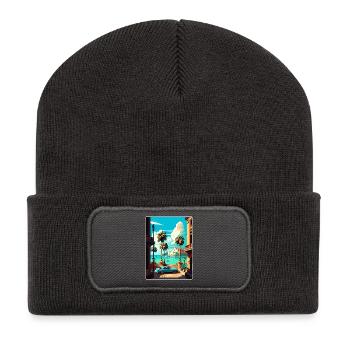 La Havane Caraïbes Voyage Affiche Souvenir Peinture WPA - Beanie recyclé à patch - charbon - Devant