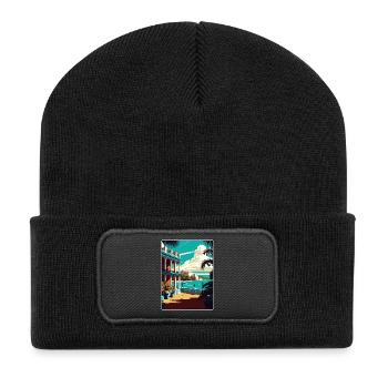 La Havane Caraïbes Voyage Affiche Souvenir Peinture WPA - Beanie recyclé à patch - noir - Devant