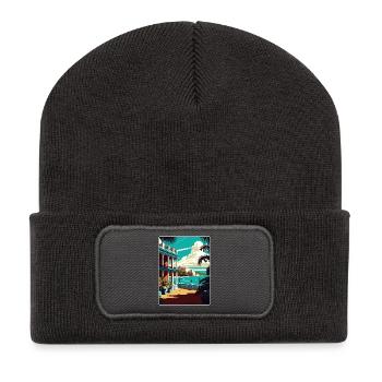 La Havane Caraïbes Voyage Affiche Souvenir Peinture WPA - Beanie recyclé à patch - charbon - Devant