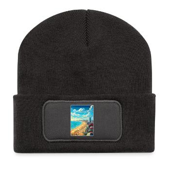 Mar del Plata Affiche de voyage Peinture Souvenir WPA - Beanie recyclé à patch - charbon - Devant