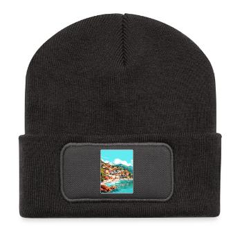 Affiche de voyage Yelapa Peinture de carte postale souvenir - Beanie recyclé à patch - charbon - Devant