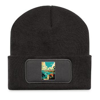Nassau Caraïbes Voyage Affiche Souvenir Peinture WPA - Beanie recyclé à patch - charbon - Devant