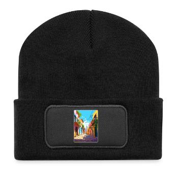Tequila Mexiko Reise Poster Souvenir Malerei WPA - Recycelte Patch Beanie - Schwarz - Vorne