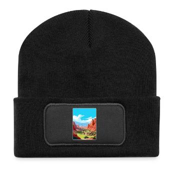 Cafayate Travel Poster Souvenir Postcard Painting - Recycled Patch Beanie - black - Front