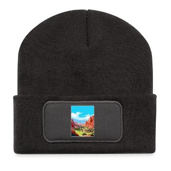 Cafayate Affiche de voyage Peinture de carte postale souvenir - Beanie recyclé à patch - charbon - Devant