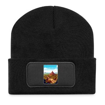 Old Bagan Myanmar Travel Poster Souvenir Paint WPA - Recycled Patch Beanie - black - Front