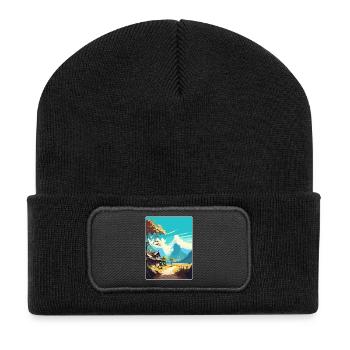 Pai Thailand Thai Islands Travel Poster Paint WPA - Recycled Patch Beanie - black - Front