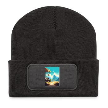 Pai Thaïlande Îles Thaïlandaises Affiche de voyage Peinture WPA - Beanie recyclé à patch - charbon - Devant