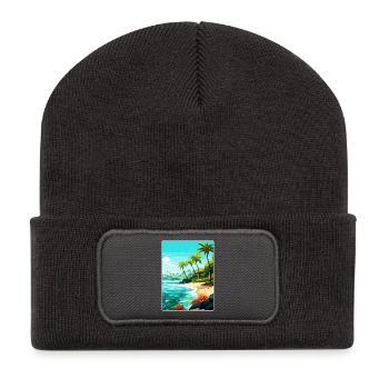 Maldives South Aisa Vintage Voyage Poster Souvenir - Beanie recyclé à patch - charbon - Devant