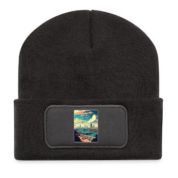 Bangkok Thaïlande Affiche de voyage thaïlandaise Souvenir WPA - Beanie recyclé à patch - charbon - Devant