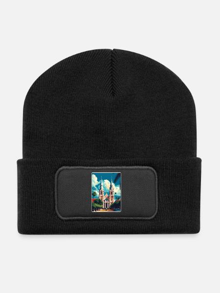 Ho Chi Minh Vietnam Vintage Reise Poster Souvenir - Recycelte Patch Beanie - Schwarz