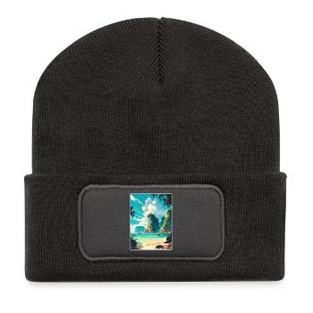 Phi Thaïlande Affiche de voyage thaïlandaise Peinture souvenir WPA - Beanie recyclé à patch - charbon - Devant
