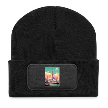 Bangkok Thailand Thai Travel Poster Souvenir WPA - Recycled Patch Beanie - black - Front