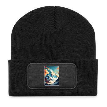 Mont Everest Chine Affiche de voyage vintage souvenir - Beanie recyclé à patch - noir - Devant