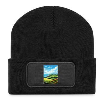 Cornwall Aonb Reise Poster Souvenir Malerei WPA - Recycelte Patch Beanie - Schwarz - Vorne