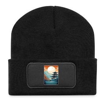 Seoul South Korea Travel Poster Souvenir Paint WPA - Recycled Patch Beanie - black - Front