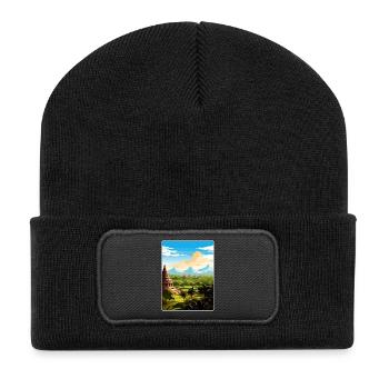 Bali Indonésie Voyage Affiche Souvenir Peinture WPA - Beanie recyclé à patch - noir - Devant