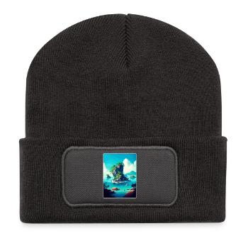 Bali Indonésie Voyage Affiche Souvenir Peinture WPA - Beanie recyclé à patch - charbon - Devant