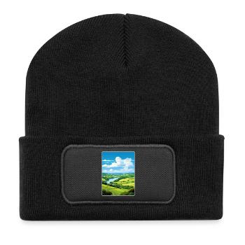 Wye Valley Aonb Reise Poster Souvenir Farbe WPA - Recycelte Patch Beanie - Schwarz - Vorne