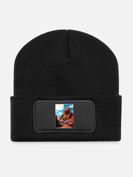 Red Rocks Park Und Amphitheater Colorado Reisen - Recycelte Patch Beanie - Schwarz