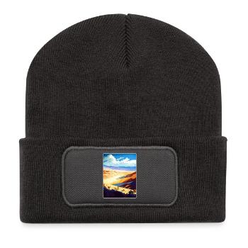 Carte de voyage californienne du parc national de la Vallée de la Mort - Beanie recyclé à patch - charbon - Devant