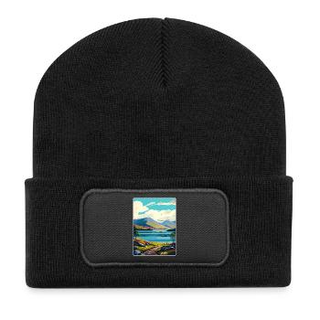 Loch Lomond National Park Travel Poster Souvenir - Recycled Patch Beanie - black - Front