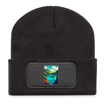 Plitvice Lake National Park Croatia Travel Poster - Recycled Patch Beanie - dark grey - Front