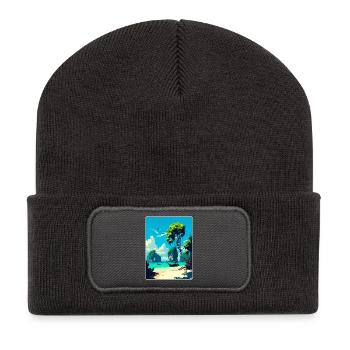 Phi Thaïlande Affiche de voyage thaïlandaise Peinture souvenir WPA - Beanie recyclé à patch - charbon - Devant