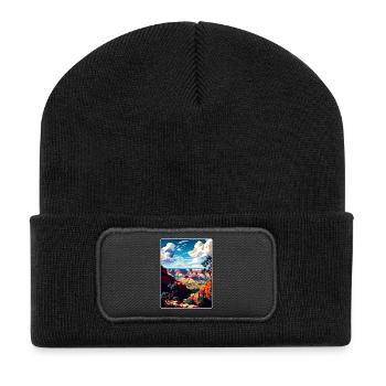 Grand Canyon National Park Arizona Travel Poster - Recycled Patch Beanie - black - Front