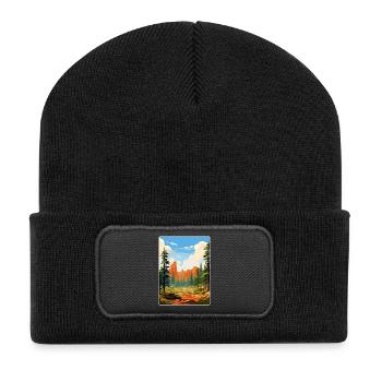 Sequoia Kings Canyon National Park Travel Poster - Recycled Patch Beanie - black - Front