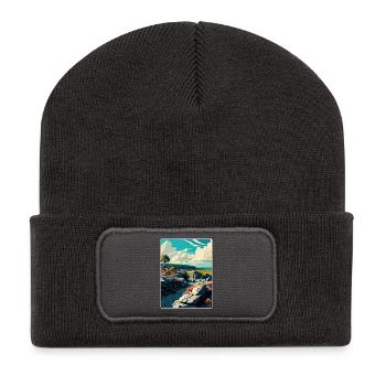 The Burren S National Park Ireland Travel Poster - Recycled Patch Beanie - dark grey - Front